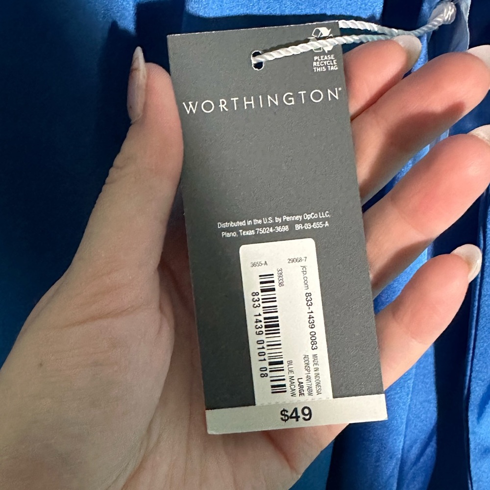 NWT silky blue Worthington top - Picture 5 of 5